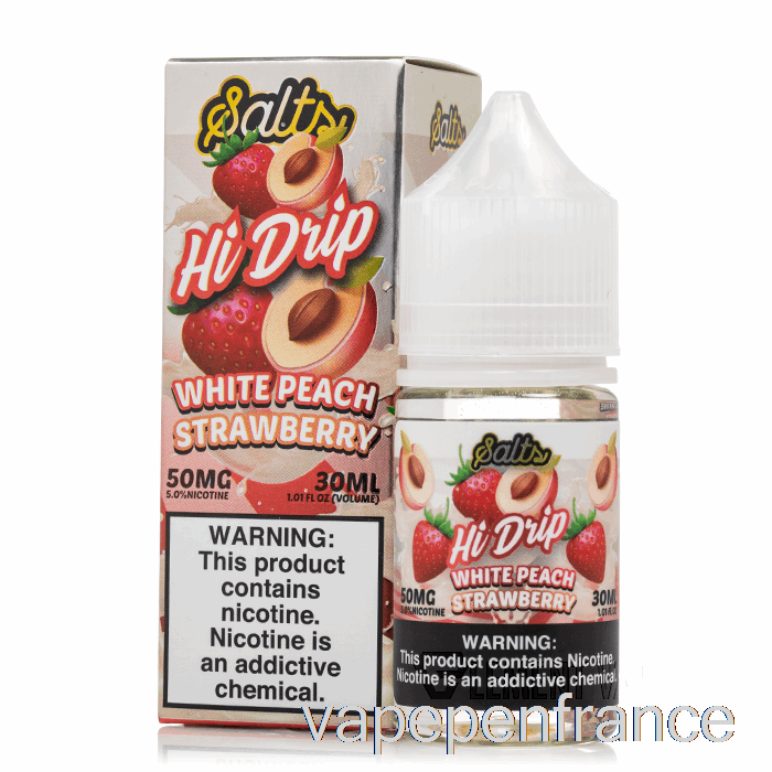 Fraise Pêche Blanche - Sels Haute Goutte - Stylo Vape 30 Ml 20 Mg